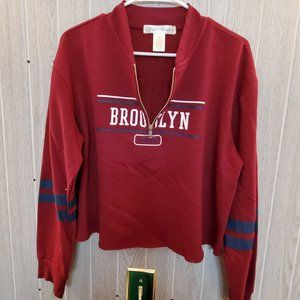 Youth In Revolt Pullover 1/4 Zip Crop Sweatshirt-Brooklyn -Jr's L